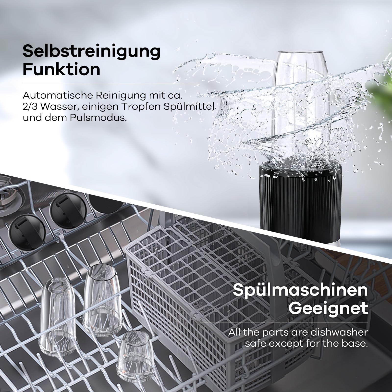 Ganiza Smoothie Maker, Mini Standmixer da 900W, Mixer con 25.000 giri/min, 3 Bicchieri Tritan da Asporto (300ml & 500ml & 700ml), 4 Lame Asimmetriche, per Ogni Tipo di Frullato e Smoothie, Argento