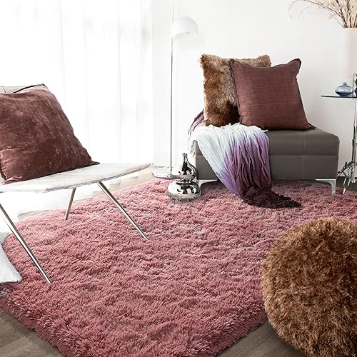 Miniatura 3 de Ompaa Alfombras ultrasuaves y esponjosas de espuma viscoelástica para dormitorio, color rubor de 8 x 10 pies, alfombra de área grande, alfombra