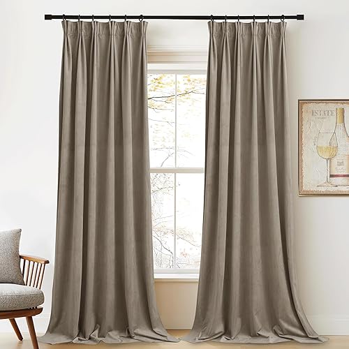 StangH - Cortinas de terciopelo gruesas con aislamiento térmico para oscurecer la habitación, para dormitorio, comedor, sala de estar, con pestaña