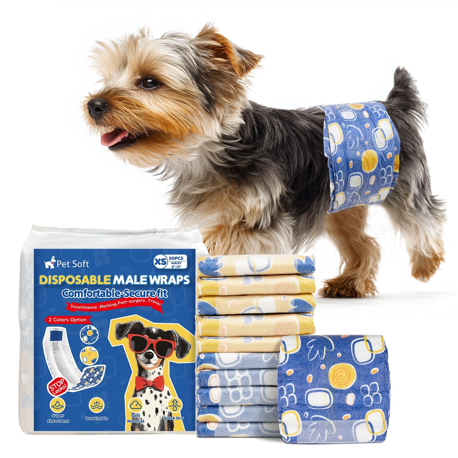 Photo 1 of Pet Soft Disposable Male Dog Diapers