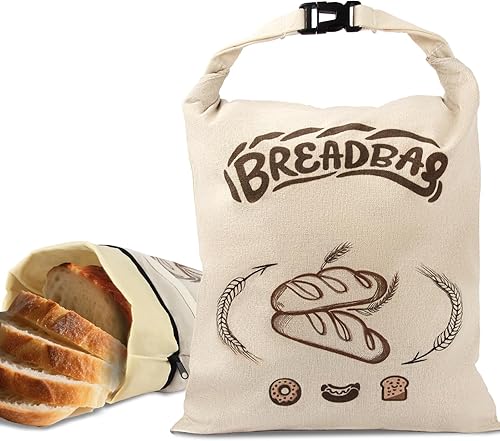 Beeswax Bread Bags for Sourdough, Large Size Sourdough Bread Bags with Beeswax to Keep Freshness Longer, Washable and Reusable Sourdough Storage Bag (2 Pack) (Beige)