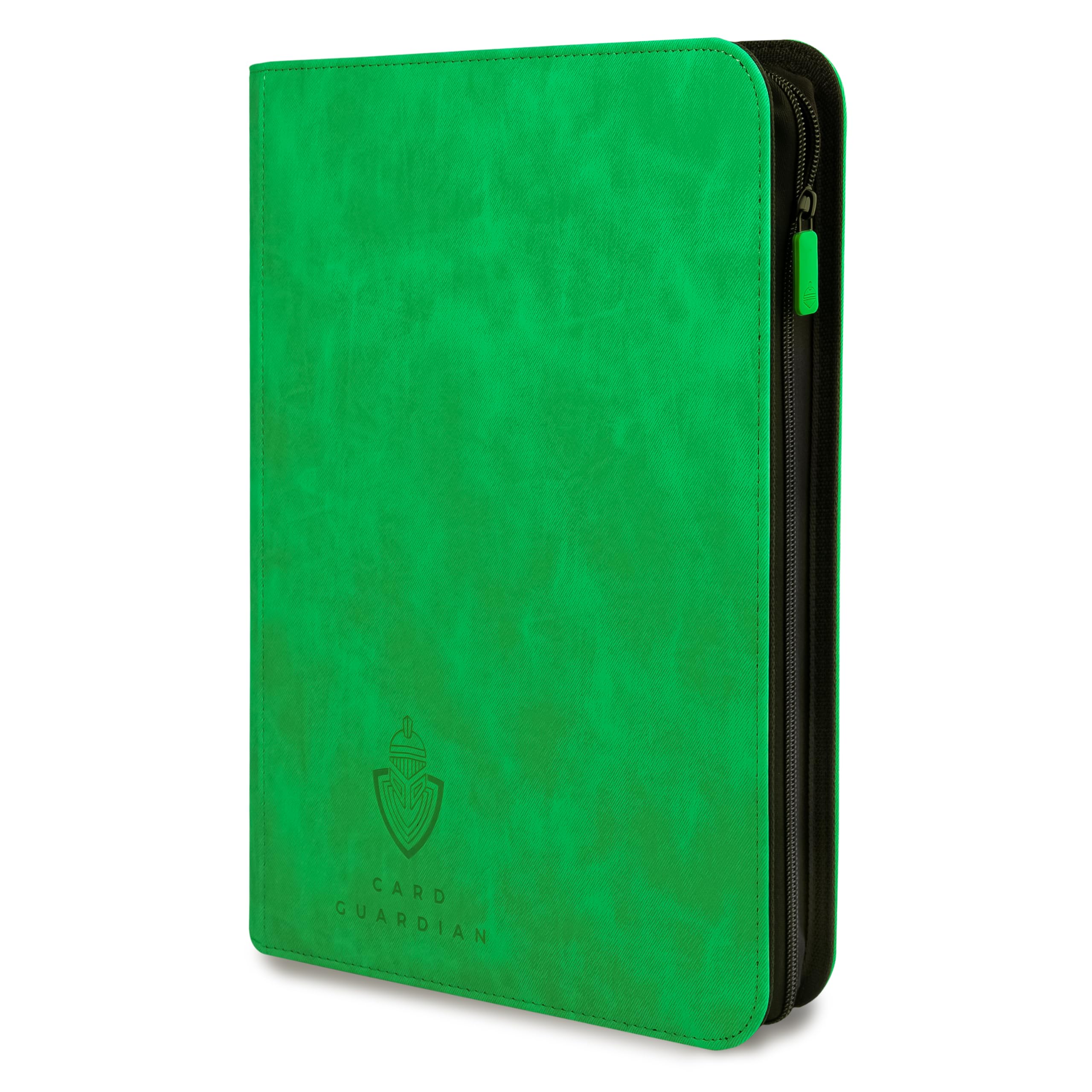 Card Guardian - 9 Pocket Premium Binder with Zipper for 504 Cards - Side Loading Pockets for Trading Card Games TCG (Green)