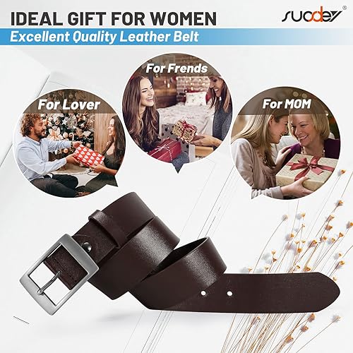 Miniatura 7 de SUOSDEY - Cinturón de piel para mujer con hebilla de pasador para pantalones vaqueros