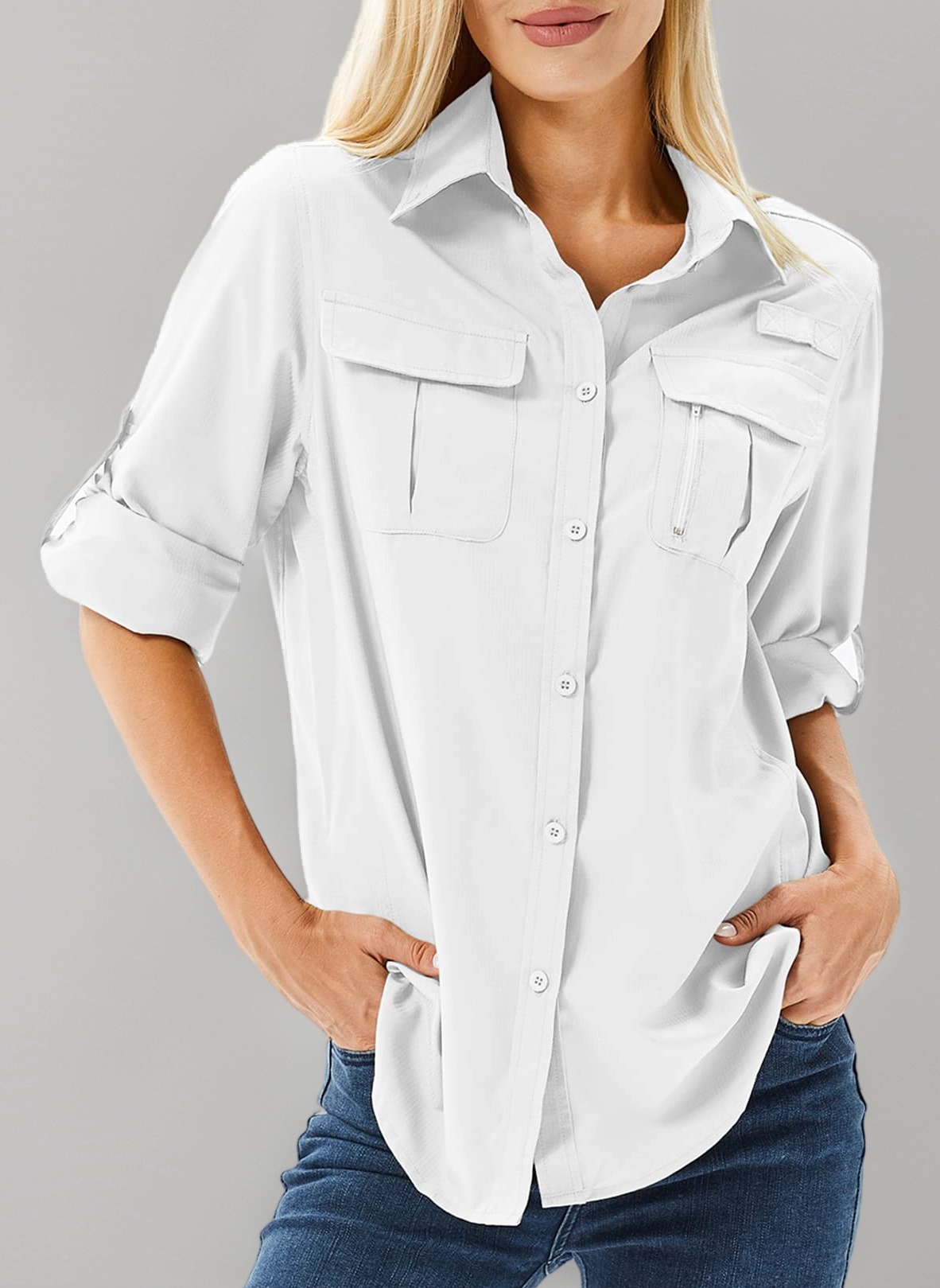 Women's UPF 50 Shirts Long Sleeve Sun Protection UV Safari Shirts Outdoor Quick Dry Fishing Hiking Travel Shirts