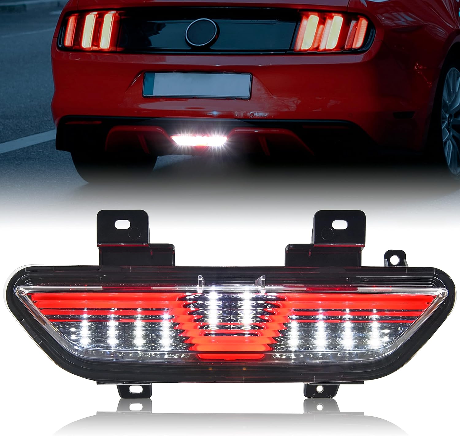 KEWISAUTO Backup Light for 2018-2021 Ford Mustang, LED Red Tube 3rd Brake Light Center Parking Lamp Rear Running Reverse Back Up Lamp for Ford Mustang 2018-2021 Accessories (1PCS)