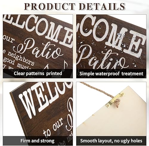 Miniatura 4 de Paquete de 2 carteles de decoración de patio al aire libre, arte de pared bohemio de madera para exteriores, decoración de patio, granja, porche,