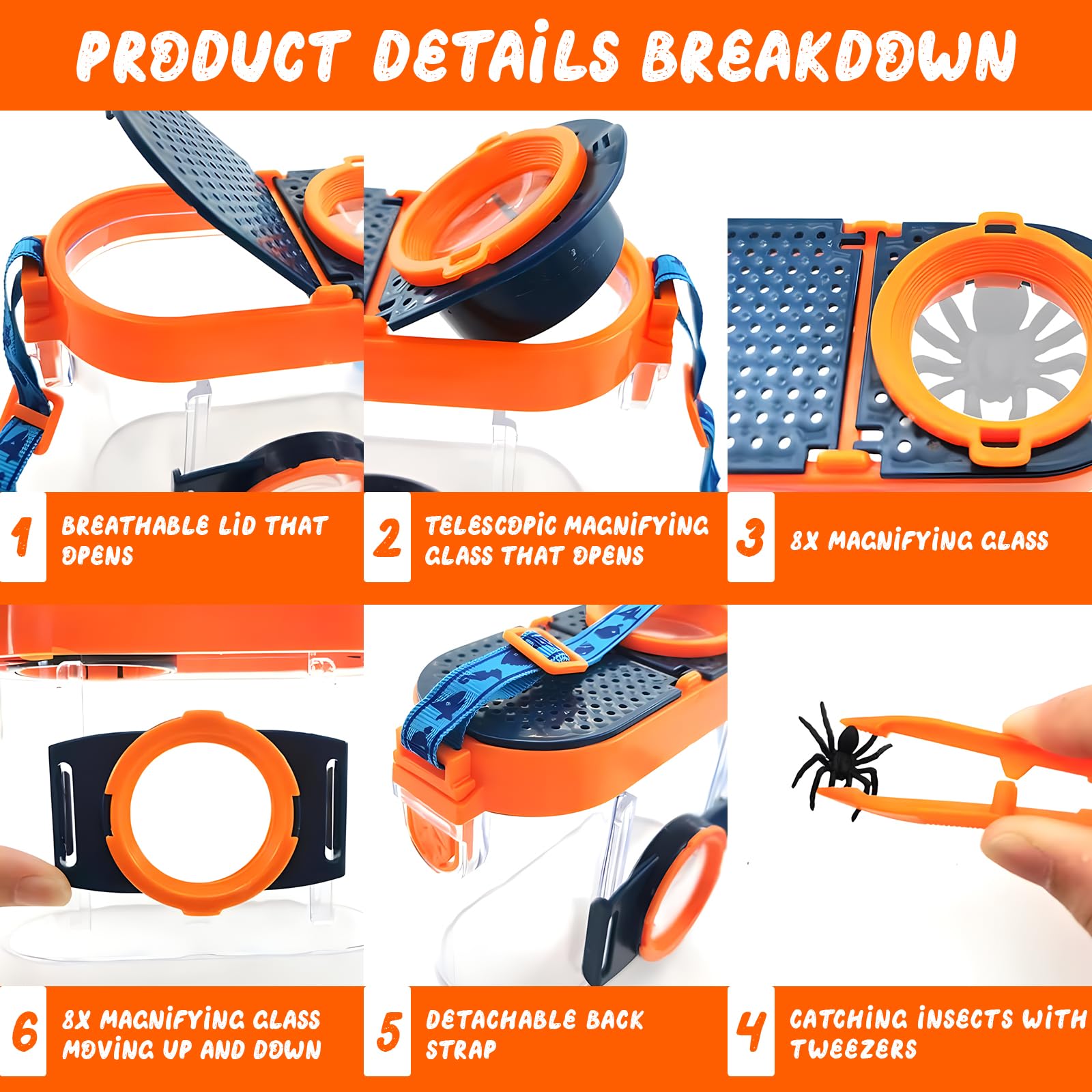 Kit De 2 Loupes Pour Enfants Avec Pince Et Attrape-Insectes - Grossissement 3x Et 6x - Pour Explorer La Nature Et Les Sciences