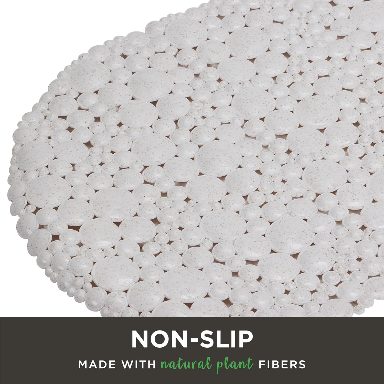 Bath Bliss Natural Plant Based Fibers Bathmat | Self Draining | Non-Slip | Backing | Shower and Bath Tub Accessories | White