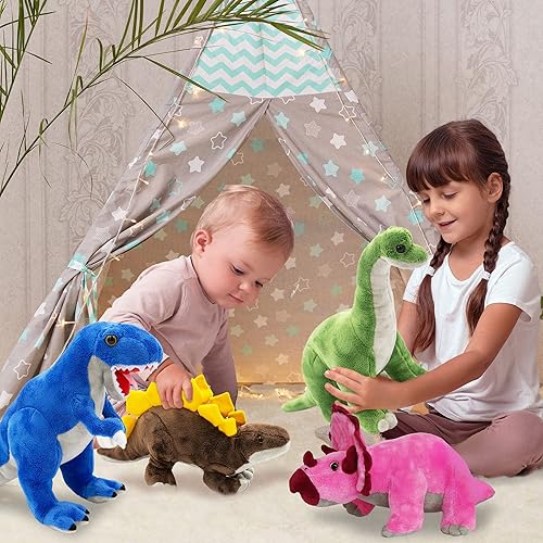Miniatura 5 de ArtCreativity Animales de peluche de dinosaurio para niños, juego de 4, dinosaurios de peluche para niños y niñas a partir de 3 años, animales de