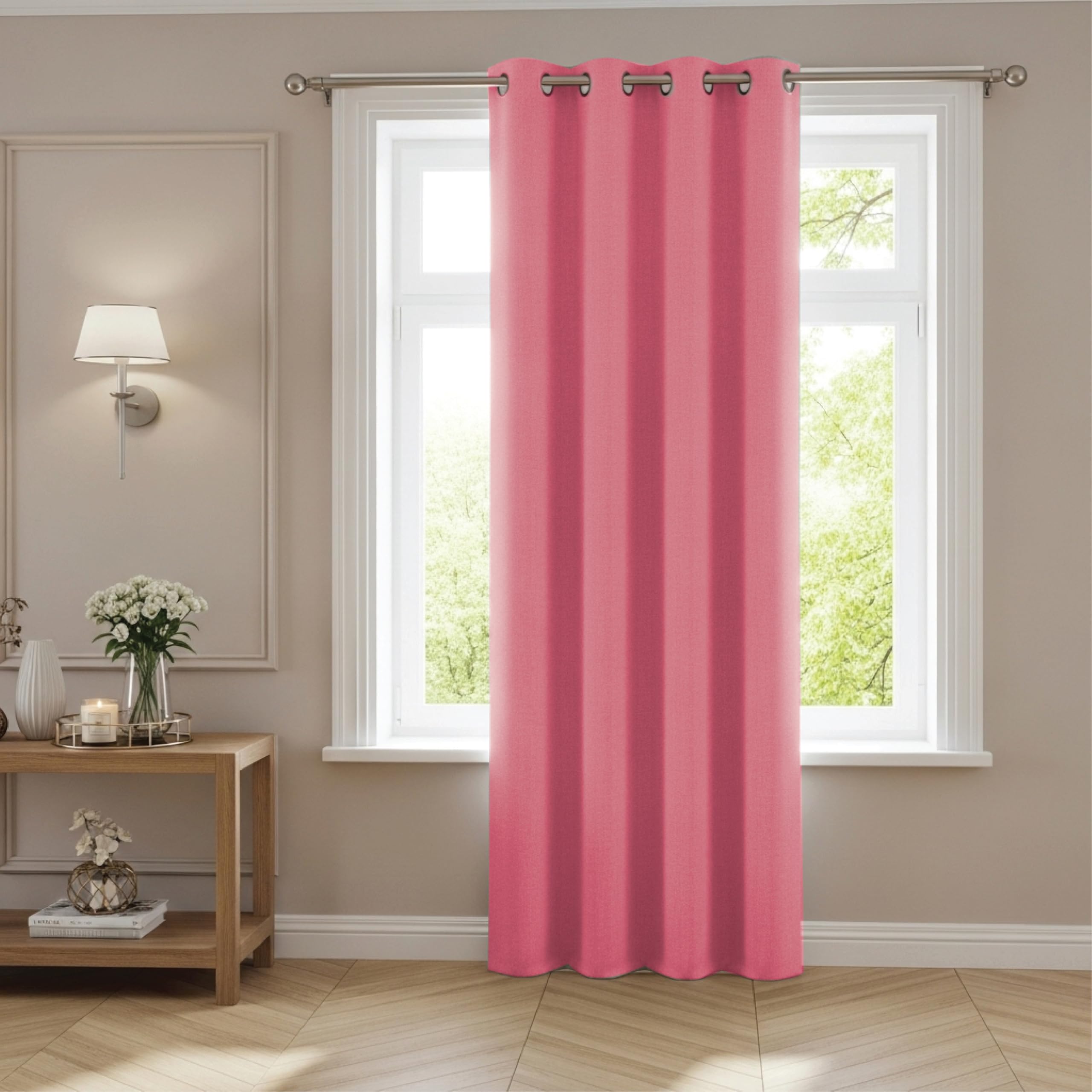 funky gadgets Blackout Curtains for Bedroom 54 Inch Drop Thermal Insulated Eyelet Curtains & Drapes Black Out Curtain for Kitchen, Living Room 1 Panel (66x54 Inch Pink)