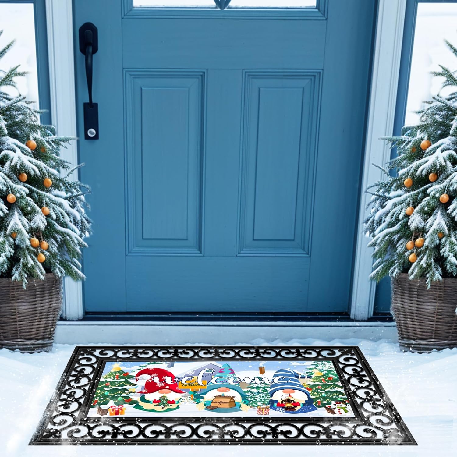 4pcs Doormat Inserts - 4 Seasonal Interchangeable Entrance Doormats Inserts Gnome Style Welcome Mat Outdoor for Spring Summer Fall Winter Front Door Outdoor Indoor 22in x 10in All Seasons