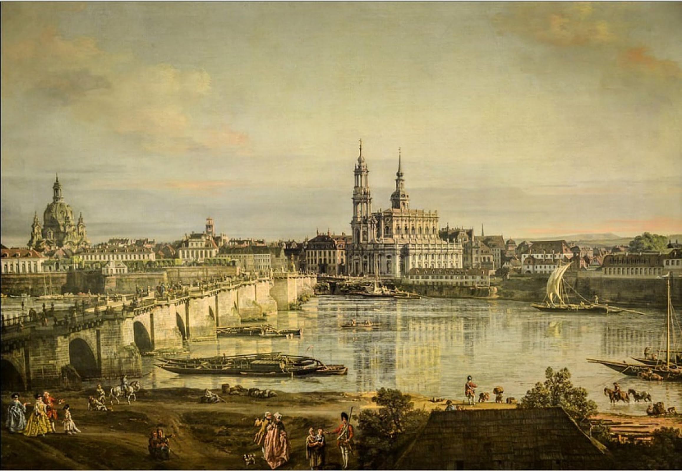ARTXLXXBN Famous Painting Art Wall Decor Abstract Art Picture Old Town of Dresden by Bernardo Bellotto Animal Pictures for Home Decor 60x90cm