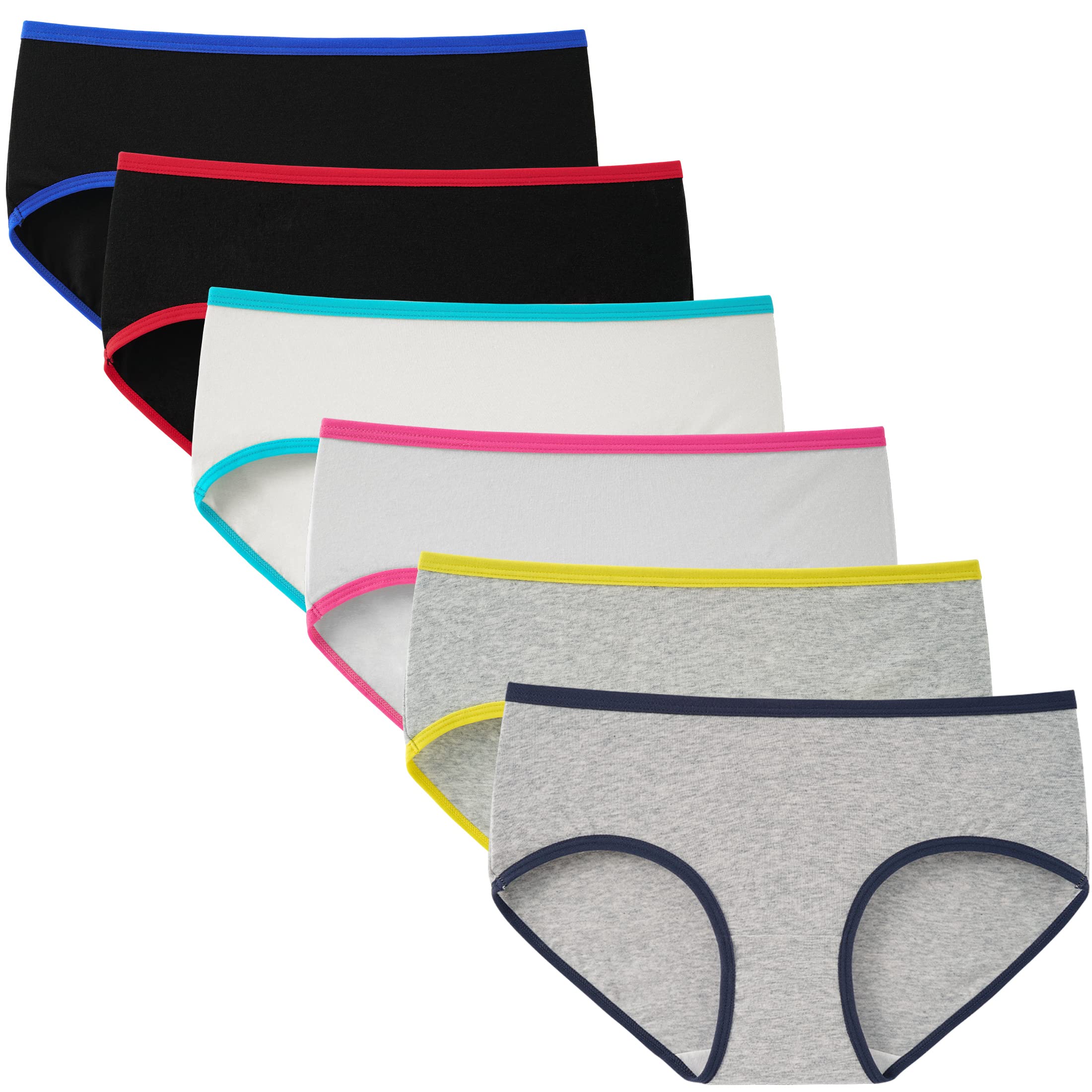 INNERSY Mutande Ragazza Adolescenti in Cotone Morbidi Slip Vita Media Intimo 10-16 Anni Pacco da 6