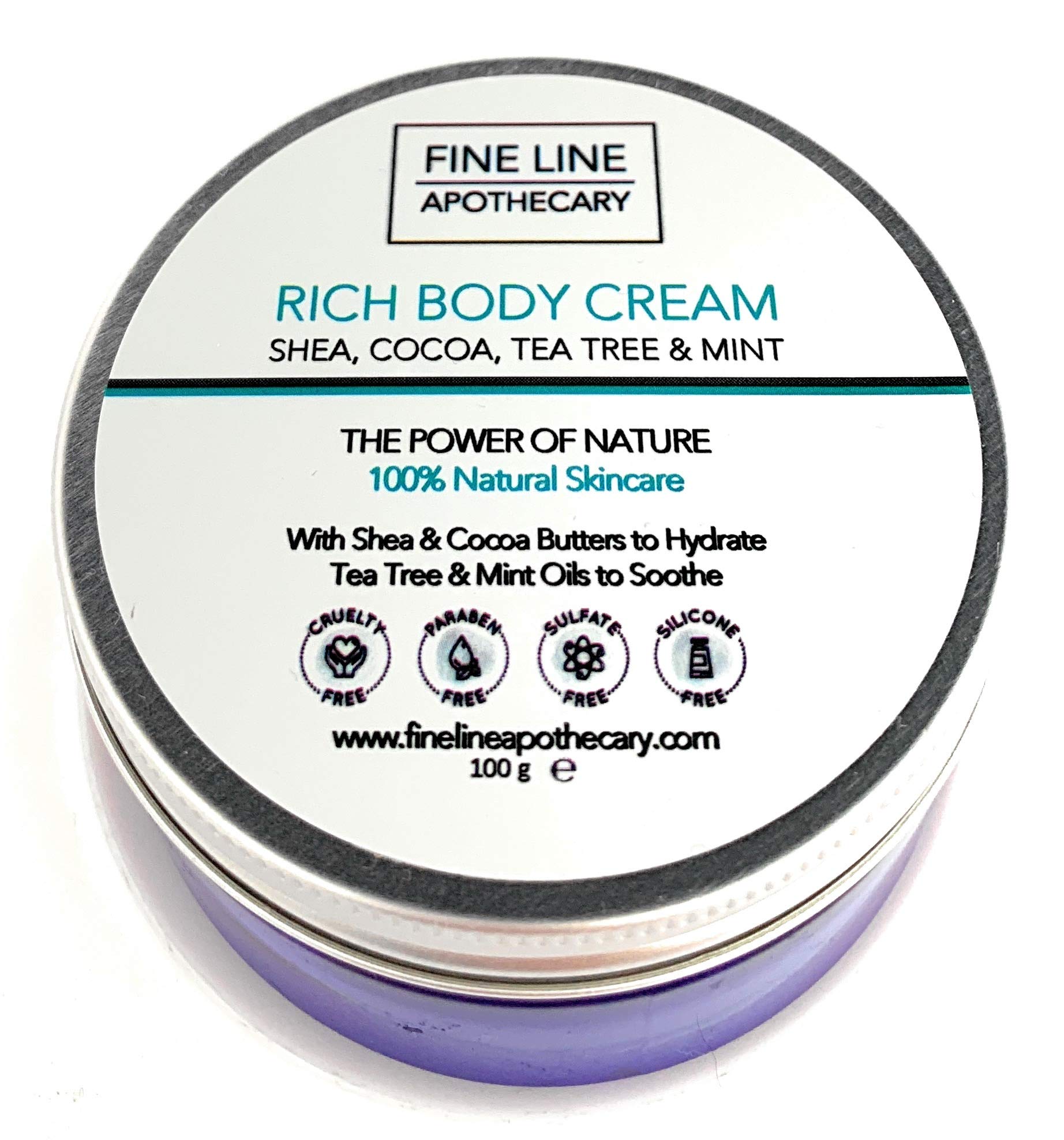 Body Butter: Shea, Coconut, Tea Tree, Mint. 99% Natural Moisture Cream. pH 5.5 for Sensitive Skin. Hydration, Protection. Soothes Itchy Irritated Skin. 200g