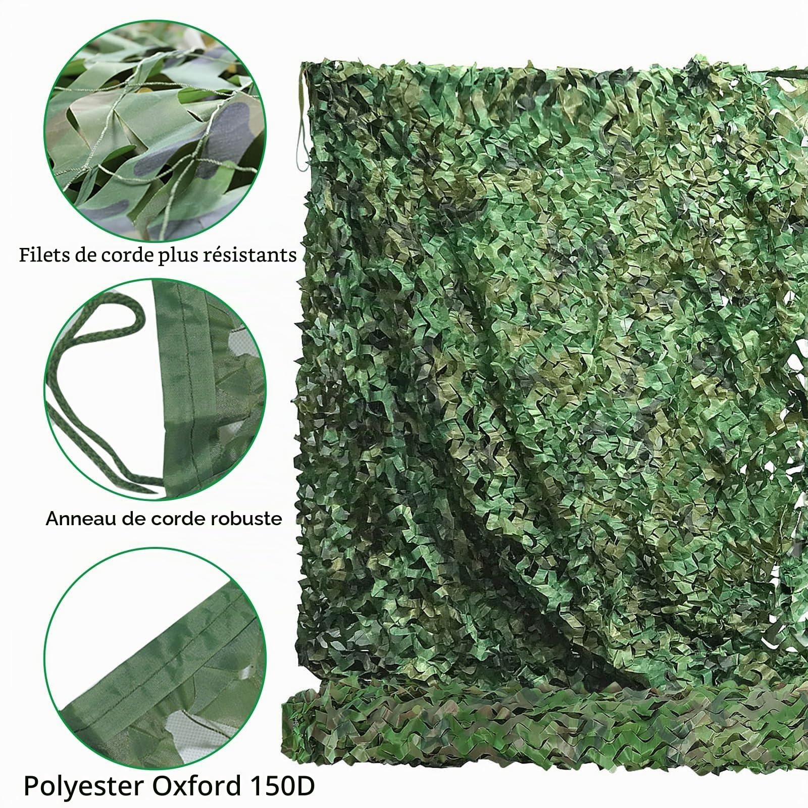 MIKKUPPA Filet de camouflage – Tissu Oxford 150D, 1,5 × 2 m/1,5 × 4 m/1,5 × 6 m/3 × 3 m/3 × 4 m/3 × 6 m/4 × 6 m/6 × 6 m, pour la chasse, le camping, l'extérieur, les militaires, brise-vue et