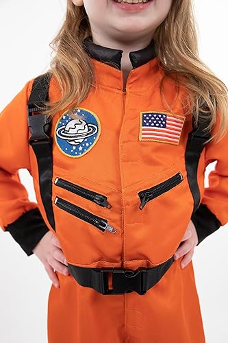Miniatura 2 de Little Adventures Disfraz de astronauta naranja Lavable a máquina, disfraz infantil de simulación y fiesta
