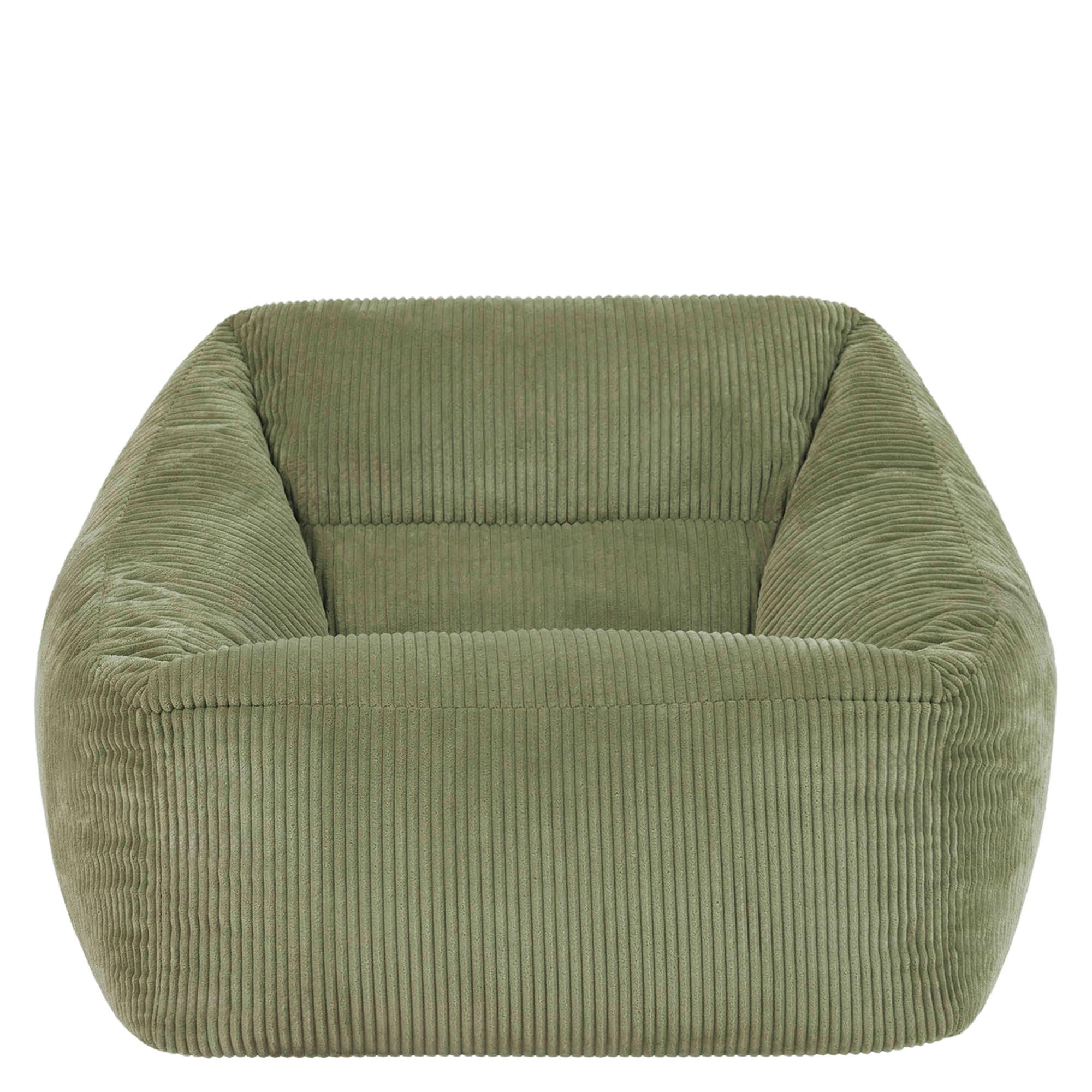 icon Natalia Cord Bean Bag Chair, Sage Green, Large Adult Bean Bag with Filling Included, Comfy Chair, Armchair, Living Room, Bedroom Furniture