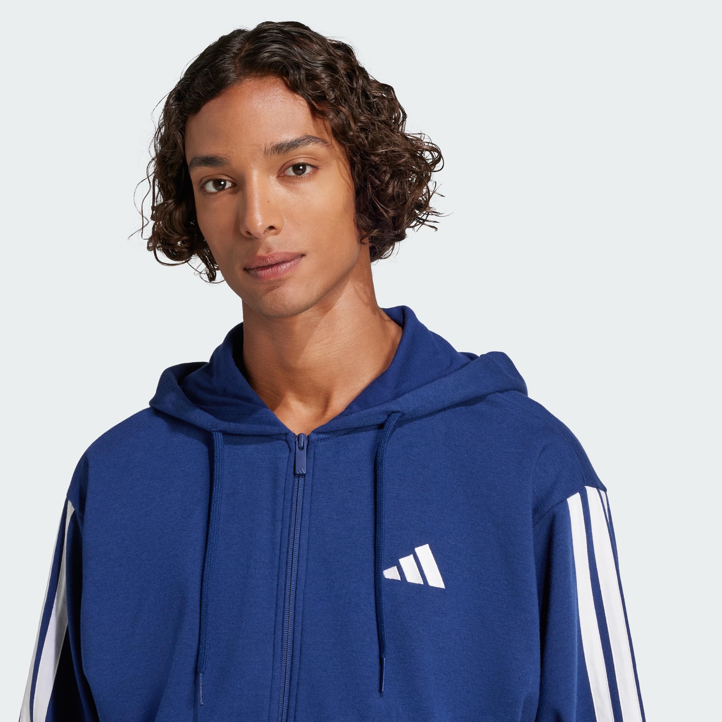 adidas Essential Three Stripes French Terry Fullzip Hoodie Felpa con Cappuccio Uomo (Pacco da 1)