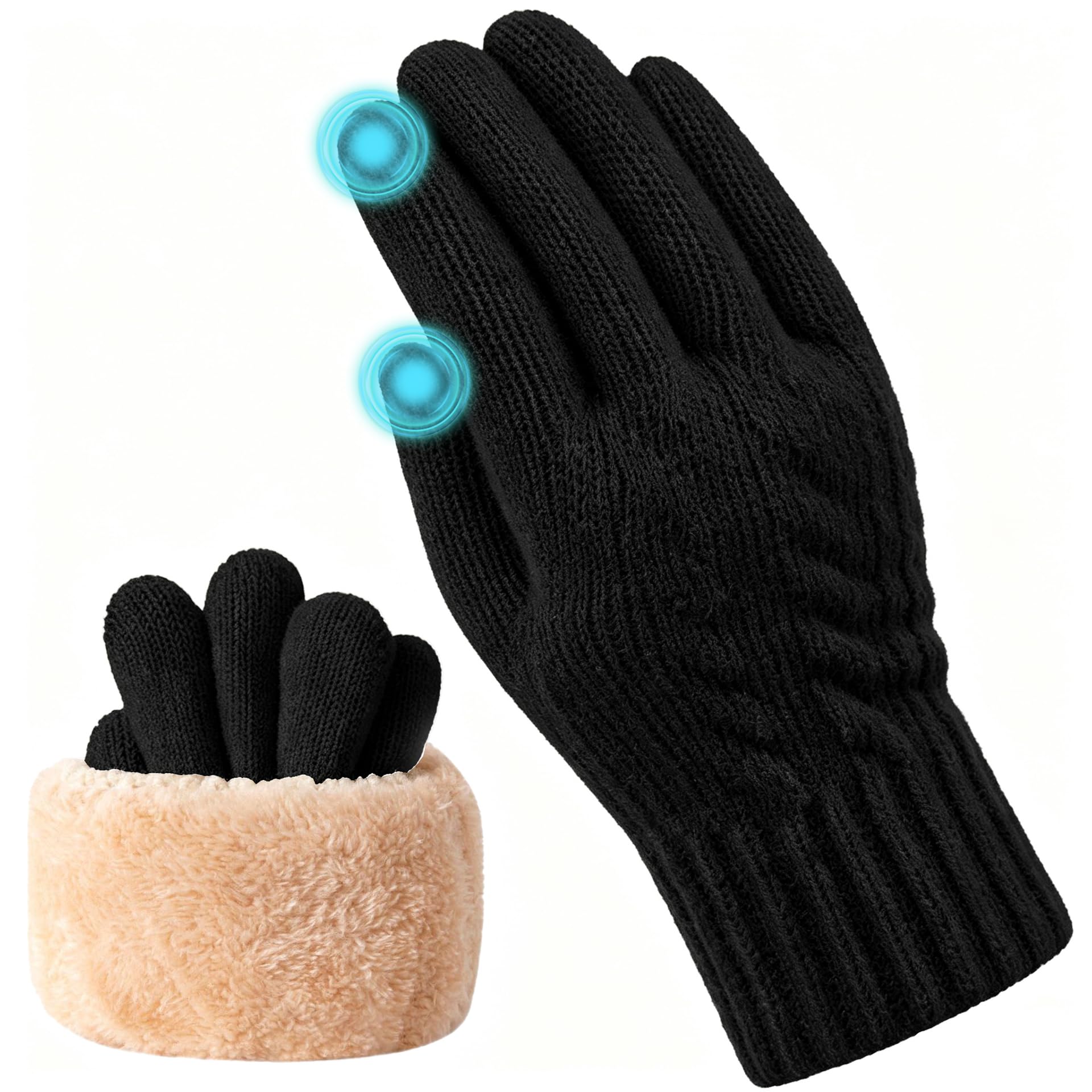 Thermal Gloves for Men Women Ladies Black Touch Screen Winter Warm Fleece