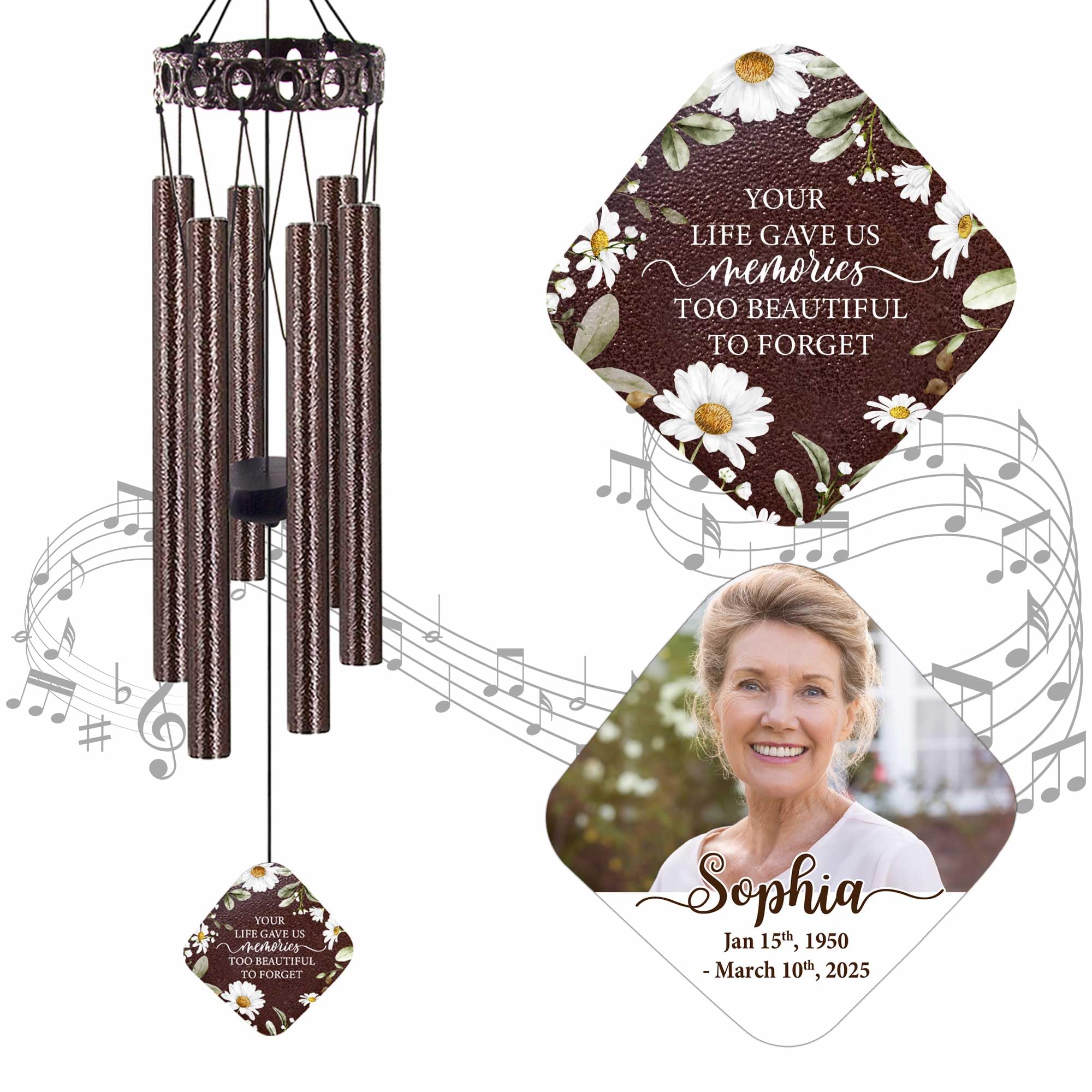 ASTARIN Personalized Memorial Wind Chimes, Customized Wind Chime for Loss of Loved One/Mother/Father, Wind Chimes for Outside Garden Decoration, Sympathy Gifts for Women/Man