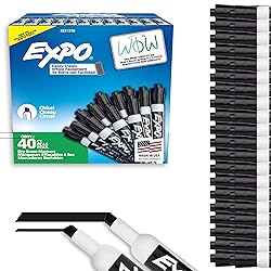 EXPO Dry Erase Markers, Low Odor Ink, Black, Chisel Tip, 40 Count
