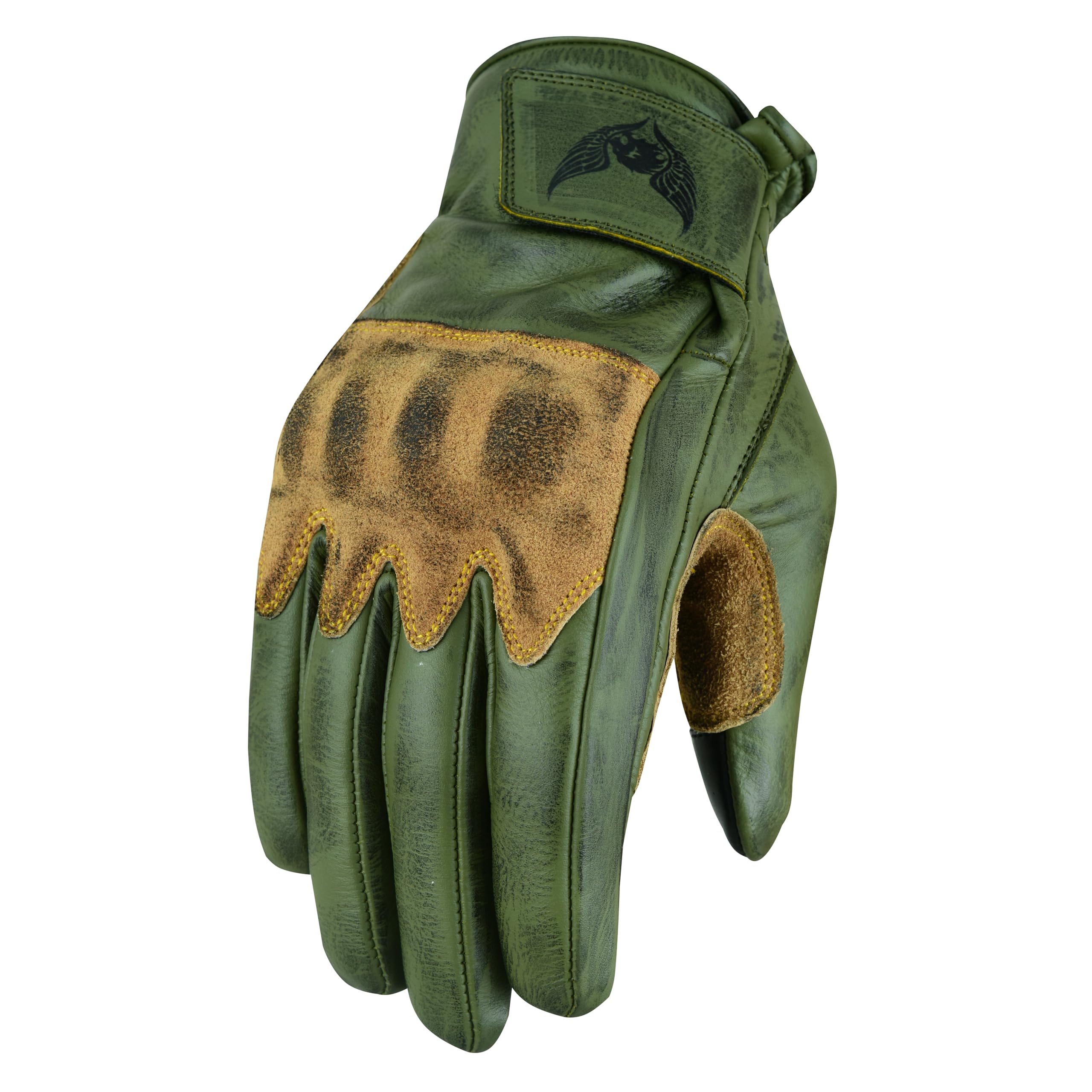 Leatherick Gants de Moto en Cuir de Vachette pour Homme – Gants de Moto durables, compatibles avec Les écrans tactiles et certifiés CE.