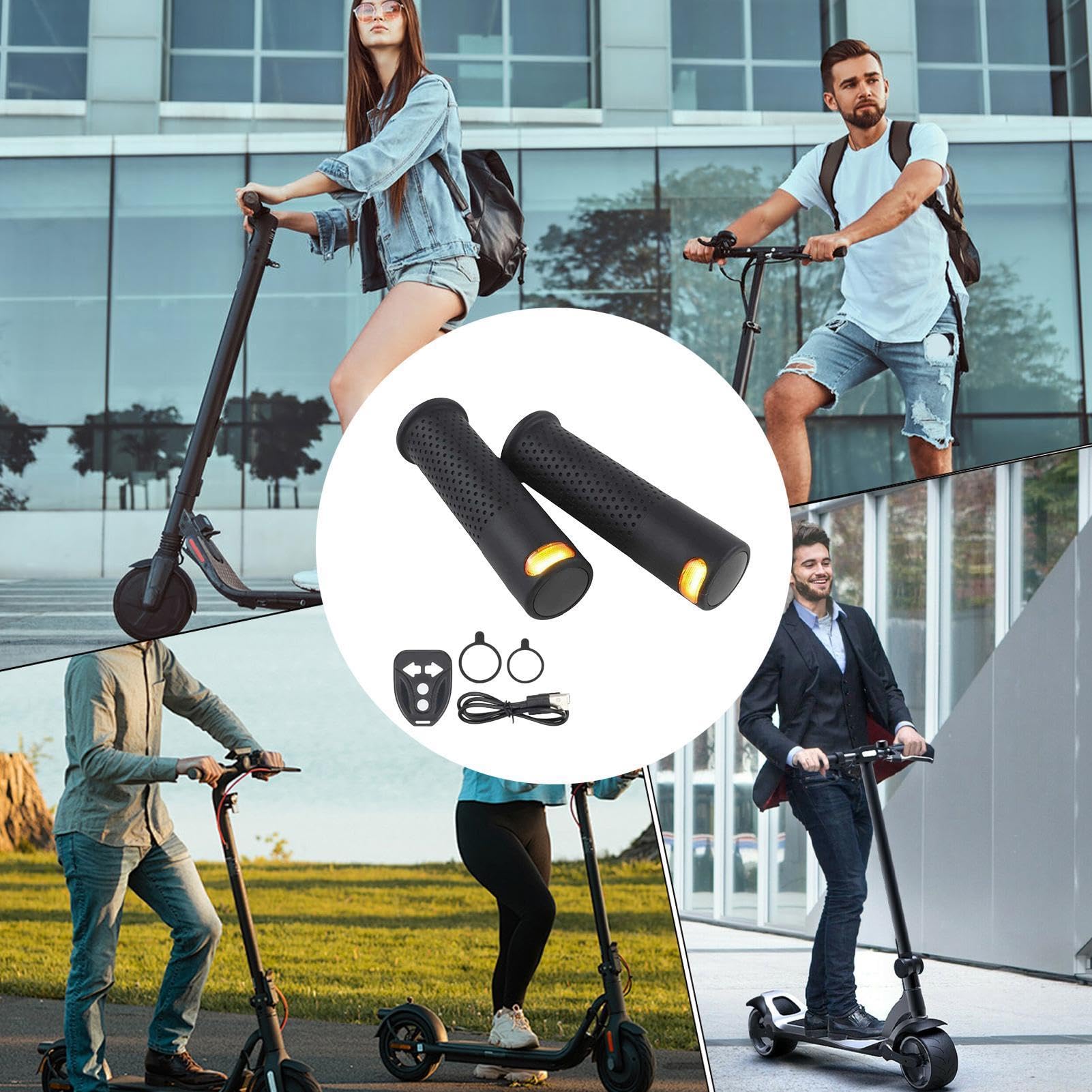 Manubrio per Monopattino Elettrico di segnalazione LED ricaricabili e | freccia a LED per manopole monopattino elettrico Compatibile con mountain bike, bici da strada e uso notturno