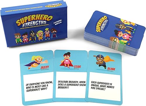 Miniatura 1 de PlayTherapySupply Superhero Strengths Building Resilience, Coping Skills and Emotion Awareness Card Game