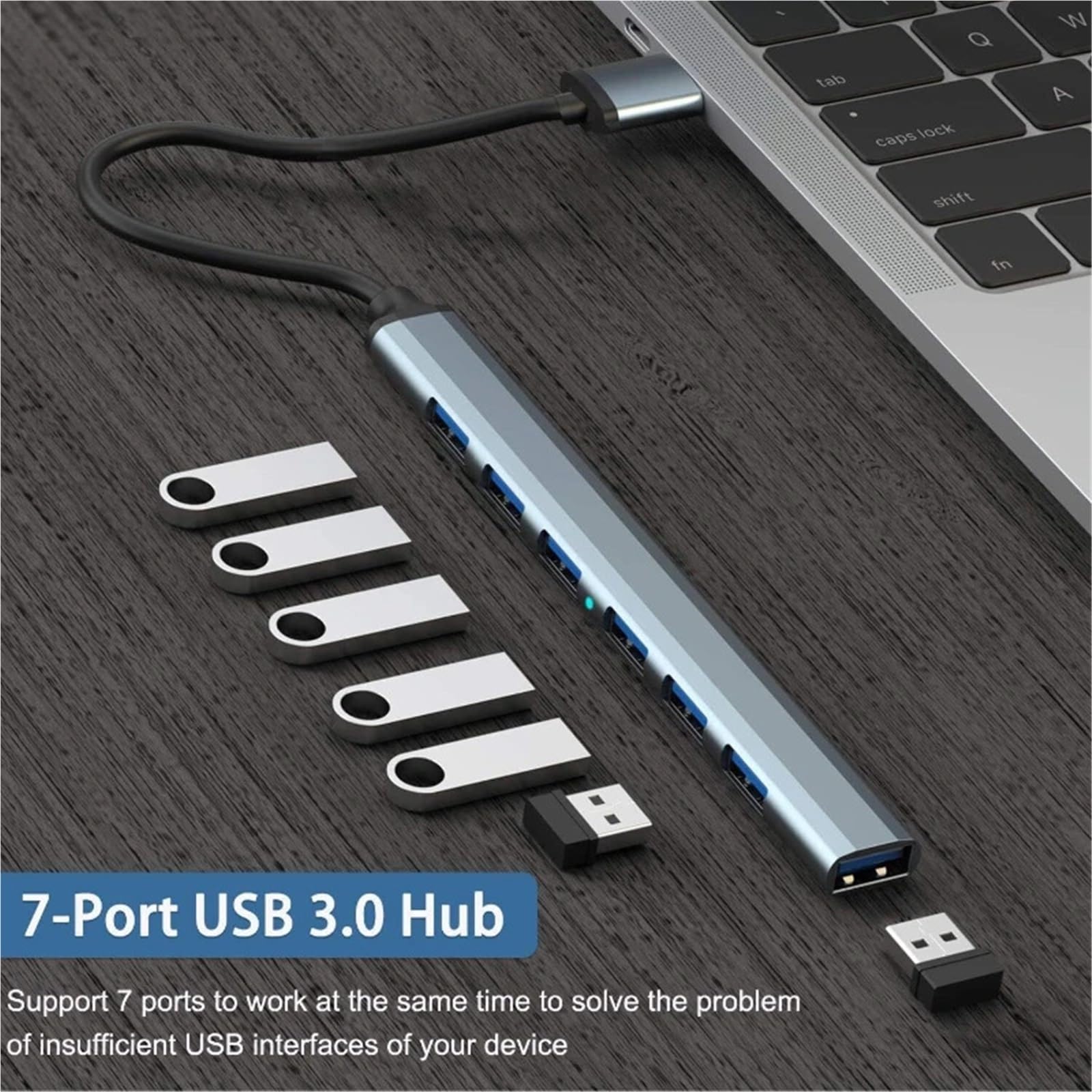 Stacja dokująca USB C 7 w 1 USB 3.0, HUB typ C, adapter 5 Gbit/s High Speed ​​USB C, rozdzielacz OTG, adapter do komputera, laptopa (typ C szary)