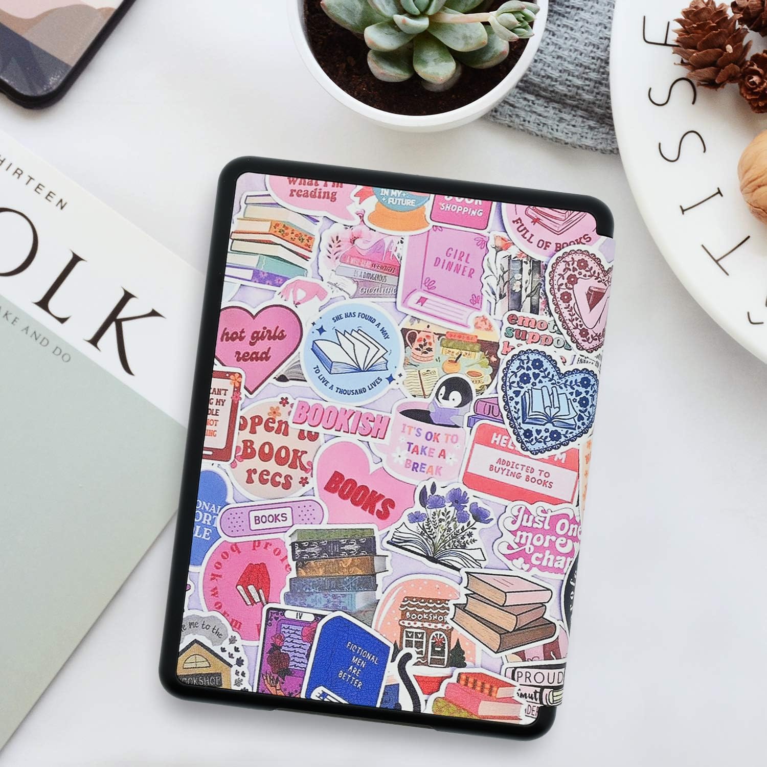 Funda para Kindle de 6 Pulgadas (11ª generación, versión 2022), Funda de Piel sintética Ligera Encendido y Apagado automático, Amantes de los Libros