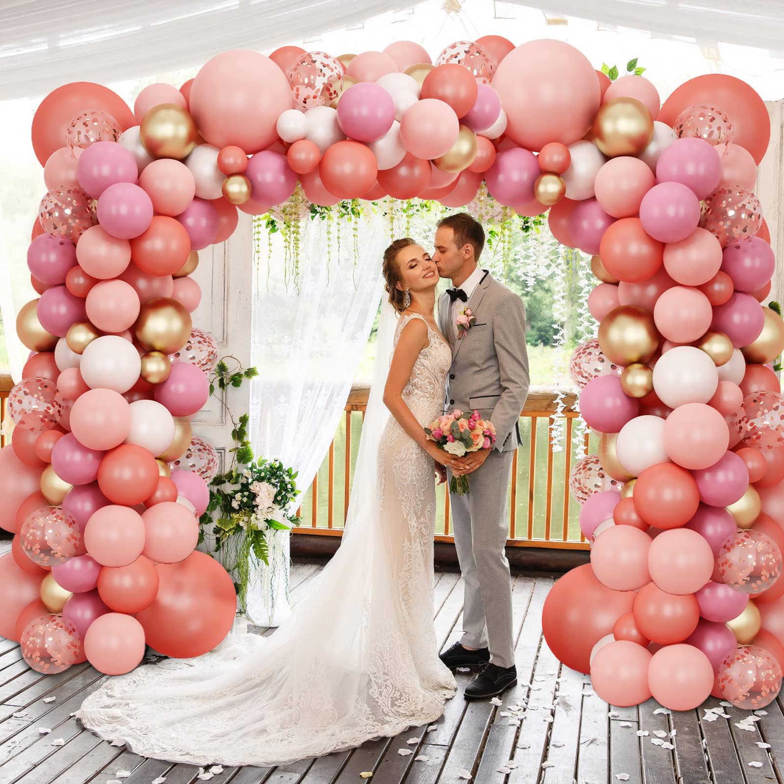 100 Pack Confetti Balloons - 12" Pink, White, Rose Red & Confetti-Filled Latex Balloons 4 thumbnail image