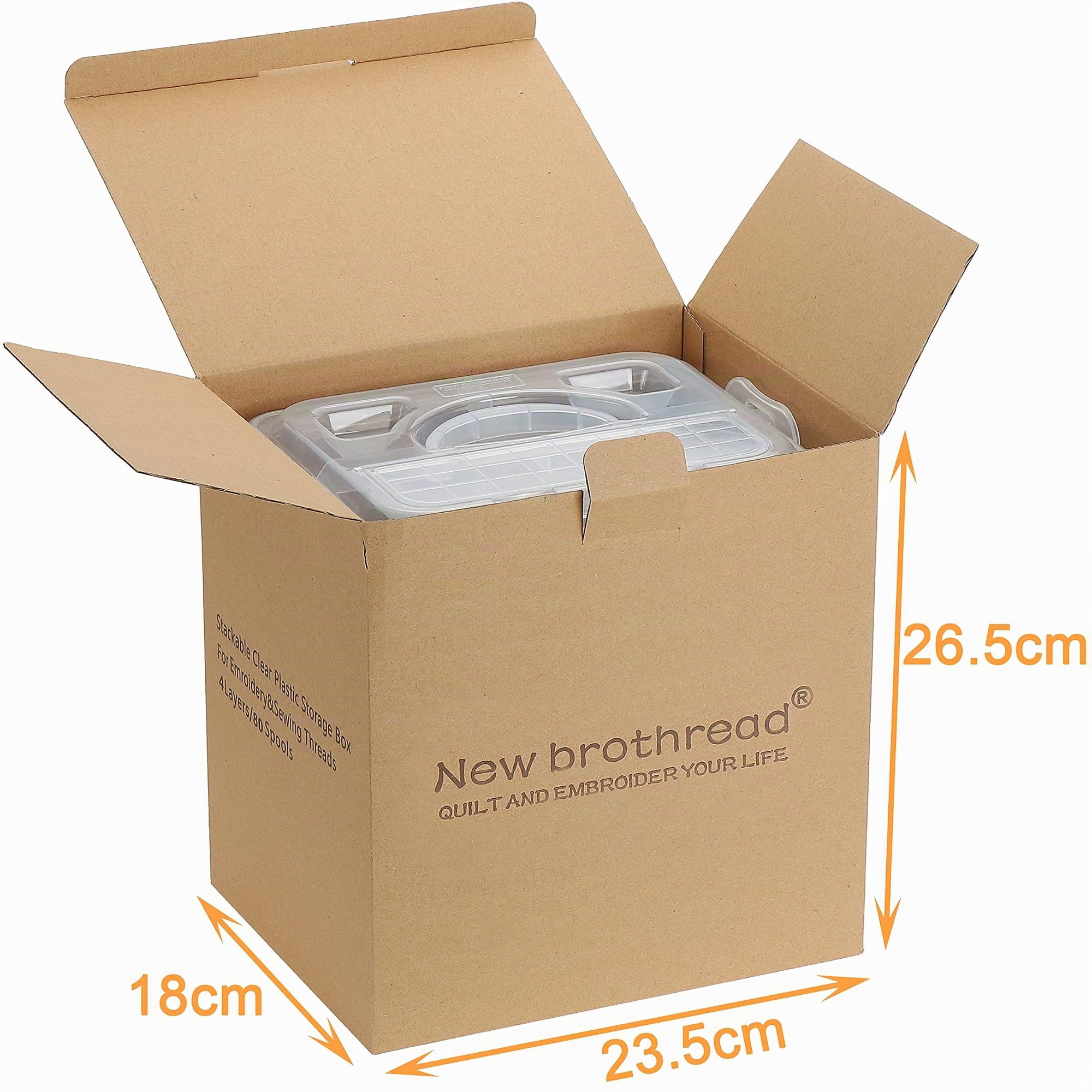 New brothread 4 Capas Apilable Caja/Organizador de Almacenaje Transparente para 80 Bobinas de Hilo de Coser y Bordar casero (Requisito de Tamaño del Bobina: Altura≤5,6cm; Anchura≤4,3cm)