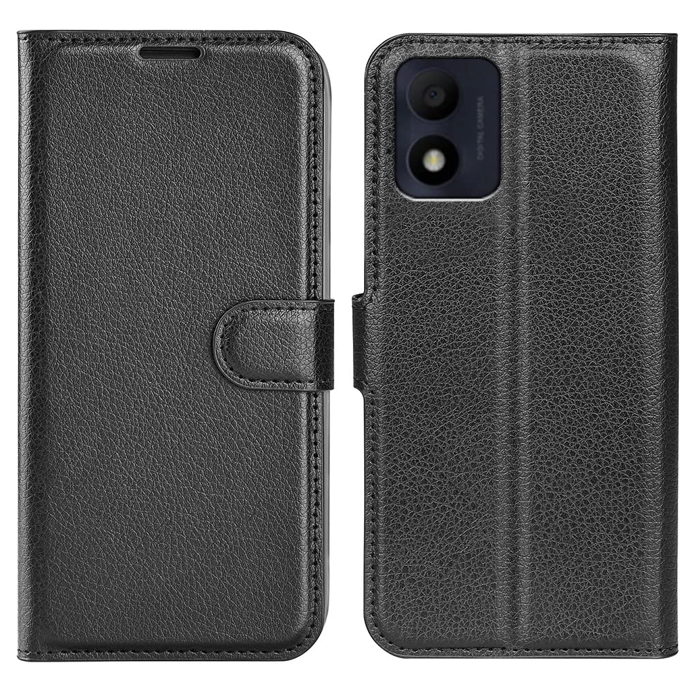 Custodia Portafoglio In Pelle Con Flip Cover Per Alcatel 1B 2022, Nera, Con Porta Carte E Supporto - 2
