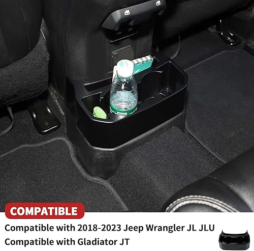 Miniatura 6 de Portavasos trasero apto para Jeep Wrangler JL JLU y Gladiator JT 2018-2024, caja de almacenamiento para asiento trasero, bandeja organizadora,