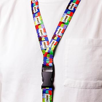 FIFA World Cup Colorful Repeating Logo 2.5 cm Lanyard Durable FIFA Lanyard, Lightweight & Comfortable, Officially Licensed Design Great for Badges, Keys & Everyday Use
