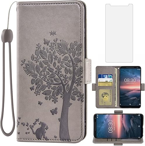 Asuwish Compatible con Huawei P30 Pro Funda tipo cartera y protector de pantalla de vidrio templado, accesorios para monedero, correa de muñeca,