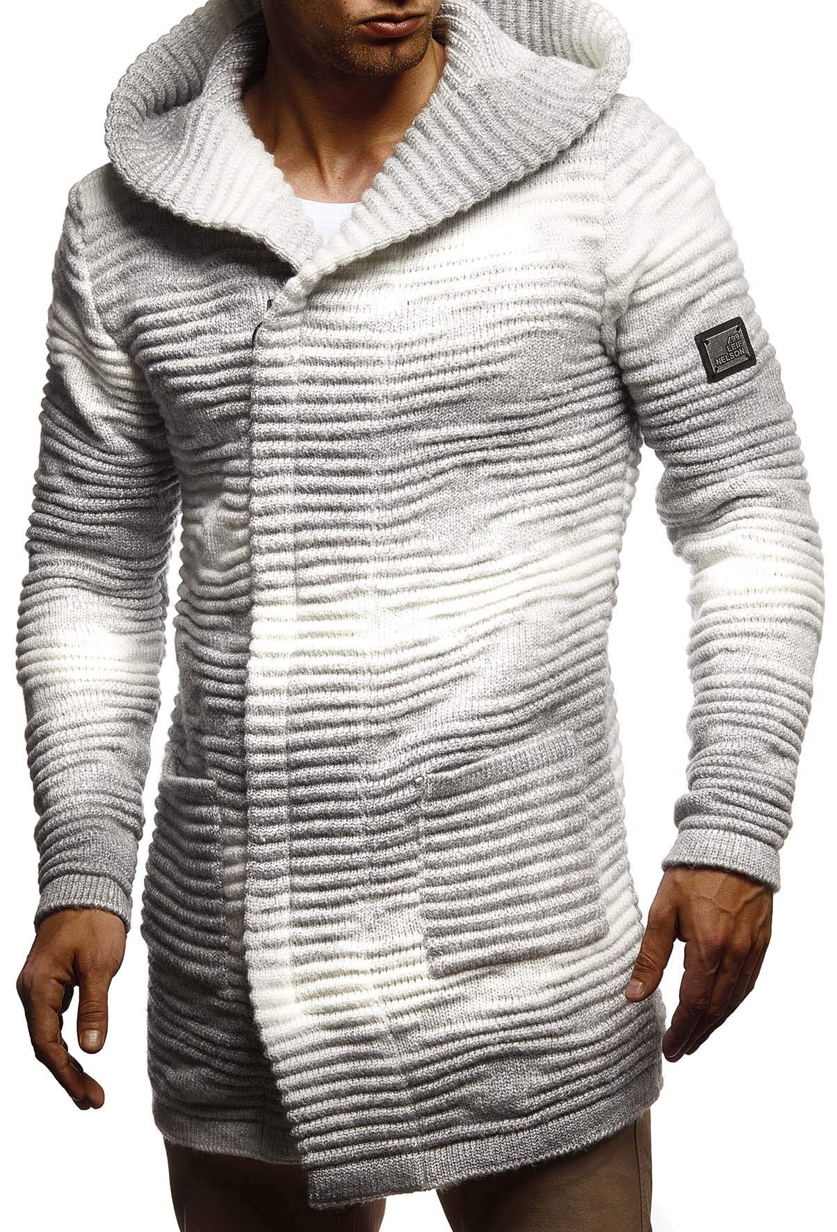 Leif Nelson Giacca Uomo in Maglia con Cappuccio Cardigan LN-5715