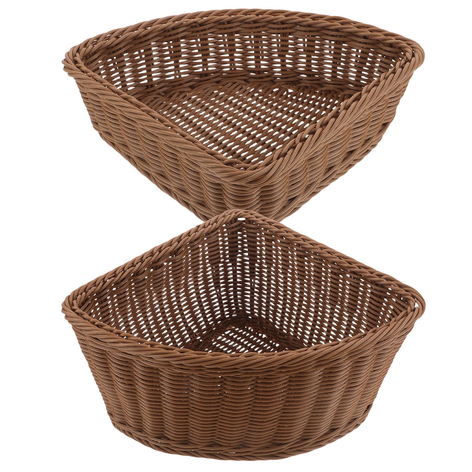 Kunststoff Rattan Eckkörbe 2 Stück Dreieckiger Organizer mit Praktischen Fächern Geeignet für Wohnzimmer und Wäscheaufbewahrung