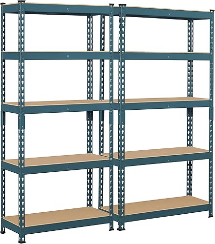 Topeakmart 2 estantes utilitarios de 5 niveles, estantes de almacenamiento de metal, estantería de garaje, estantes de almacenamiento ajustables