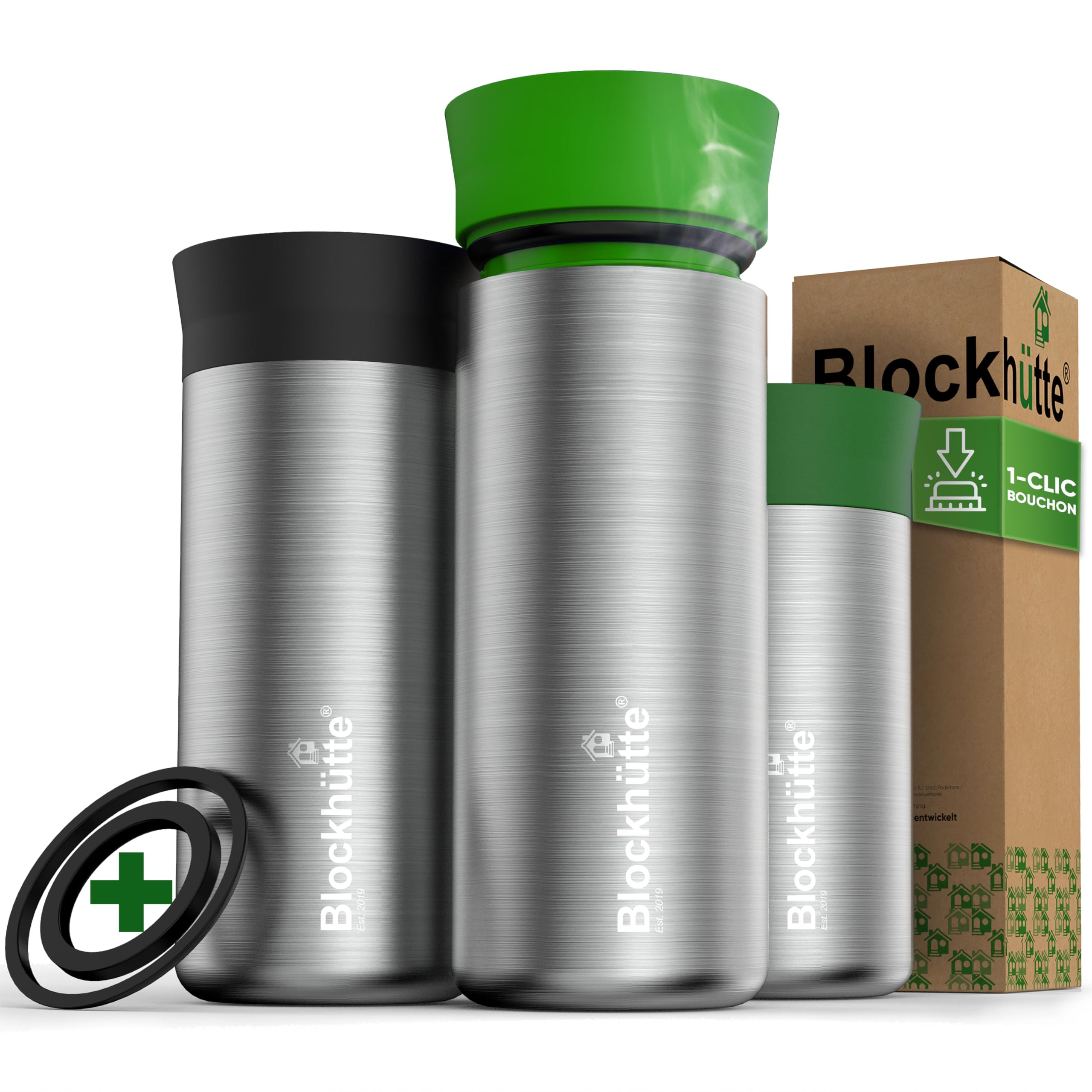 Blockhütte Travel Mug Isotherme Cafe en Acier Inoxydable – 354ml Tasse Isotherme, Mug Thermos gardant la chaleur jusqu'à 8 h - Gobelet Thermique Anti-Fuite, Tasse à Café à Emporter – Vert Clair