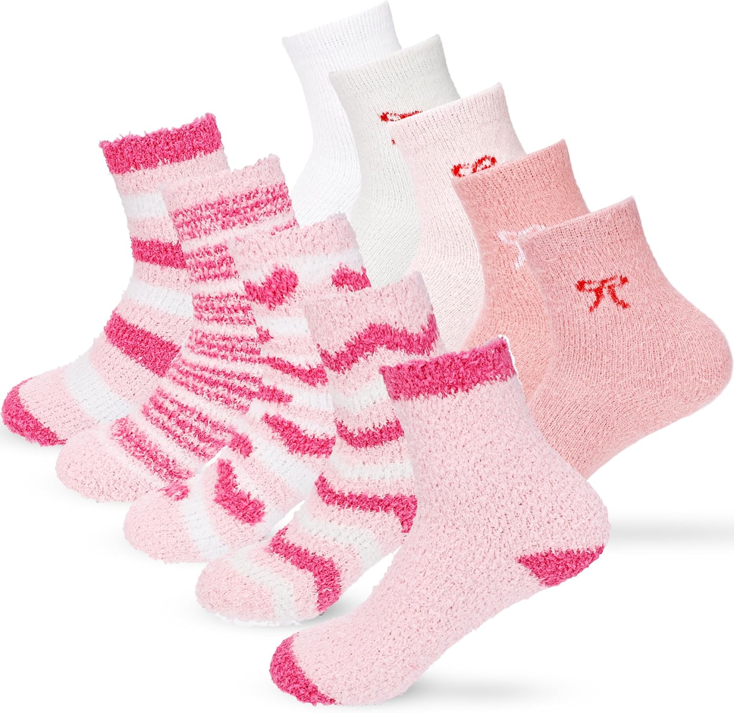 10 Pairs Womens Fuzzy Socks Warm Soft Thick Fluffy Cozy Socks for Valentine's Day Gifts Girl Winter Home Holiday New Year Gifts