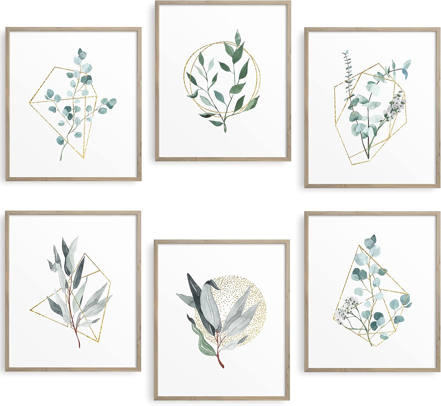 Botanical Prints - Set of 6 Wall Art Prints - Botanical Wall Art, Eucalyptus Wall Decor, Green Wall Art, Plant Pictures Wall Art, Green Bedroom Decor, Plant Art Wall Decor (11x14 - UNFRAMED)