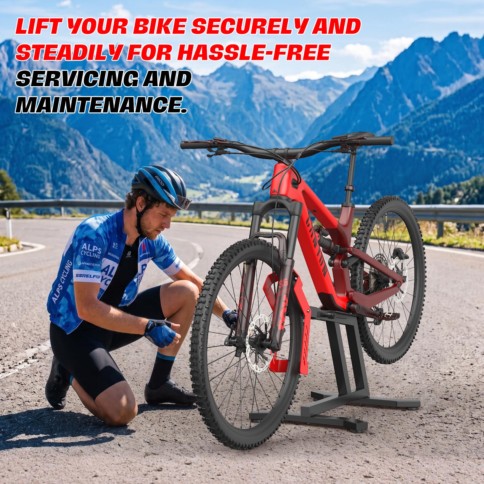 Béquille de vélo électrique - Support de réparation de vélo pour 24 à 29 | Construction en acier robuste, convient pour les vélos électriques avec moteur central, facile d'entretien