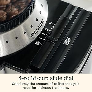 Cuisinart Coffee Grinder, Electric One-Touch Automatic Burr Coffee Grinder with 18-Position Grind Selector, Cup Size Selector for 4 18 Cups, DBM-8P1, Black Stainless