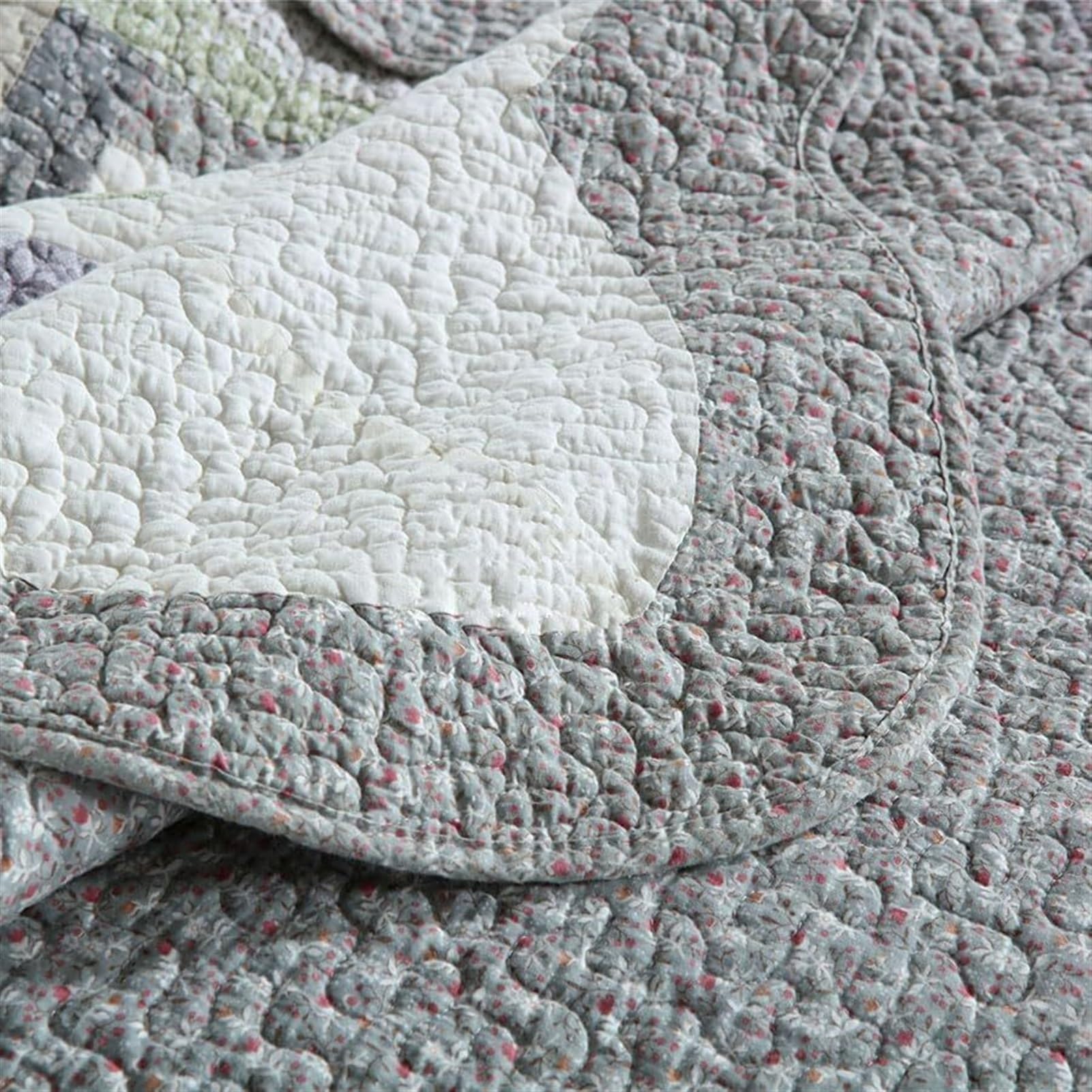 CUNTO Juego de Cama de 3 Piezas con diseño Floral de Patchwork en Color Beige y marrón Cuadrado de GaRcan (tamaño: 240 x 270 cm) (un Color: 270 x 300 cm)