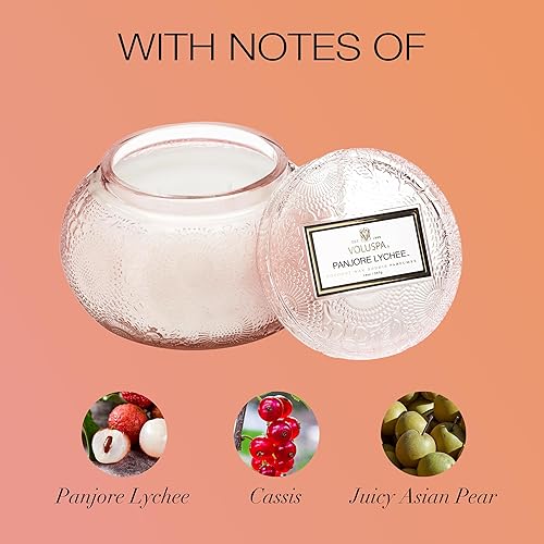 Miniatura 3 de Voluspa Vela Santal Vanille  Cuenco de chawan de vidrio en relieve  14 onzas  Tiempo de combustión de 50 horas  Cera de coco y mechas naturales para