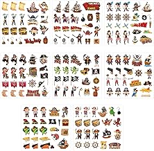 24 Sheets of Pirate Stickers for Children, 8 Styles of Pirate Sticker for Children, Pirate Stickers for Children, for Children's Birthday Parties, Crafts, Gifts
