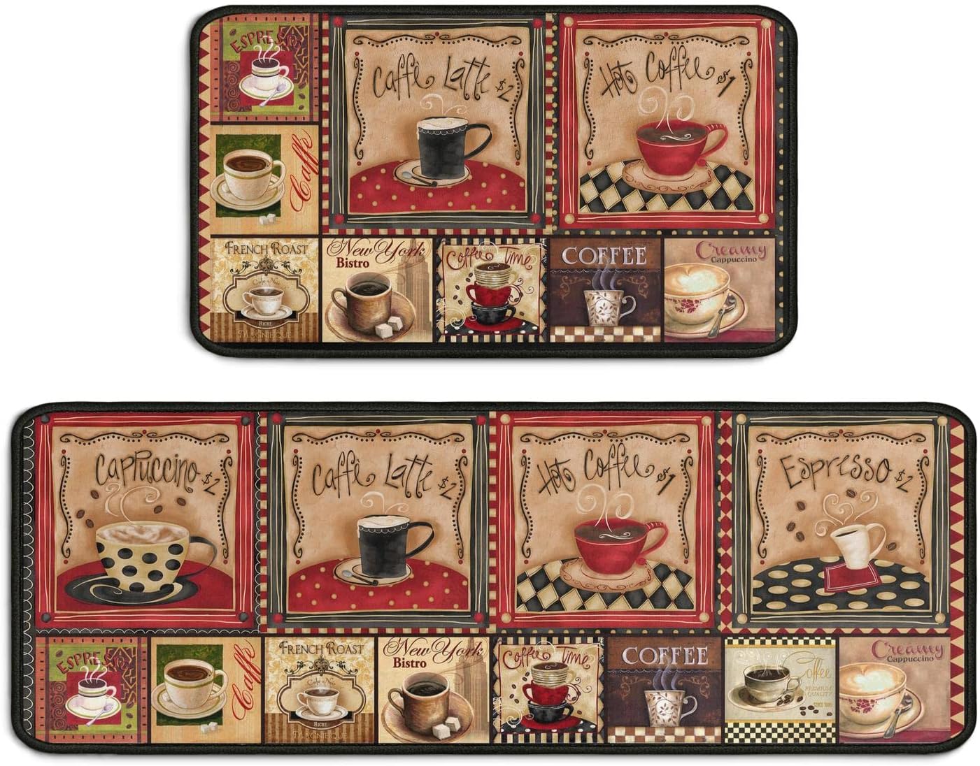 BOOWEATS 2 Piece Coffee Kitchen Decor Rug Set, Home Kitchen