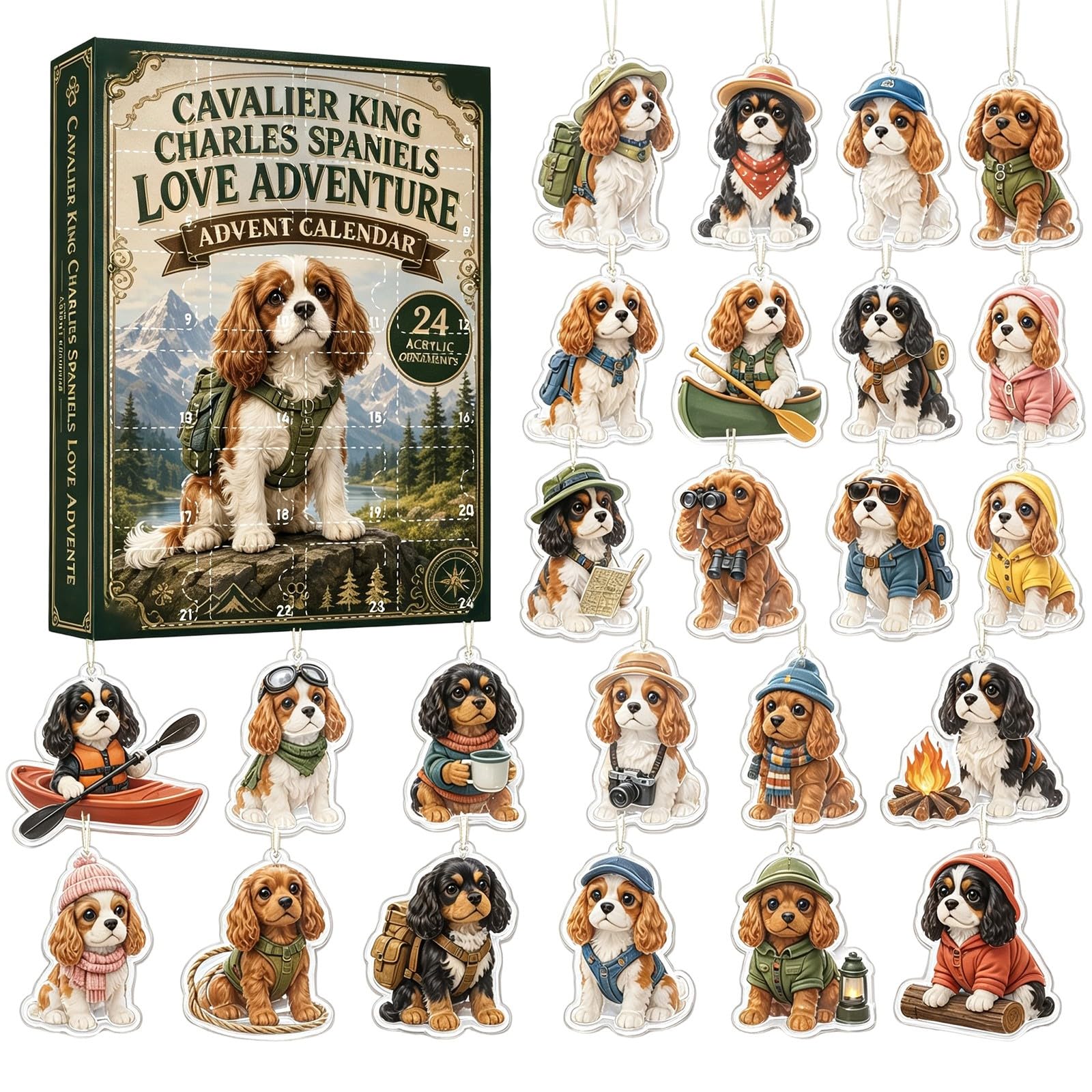 Cavalier King Charles Dog Advent Calendar 2026, 24 Day Christmas Countdown