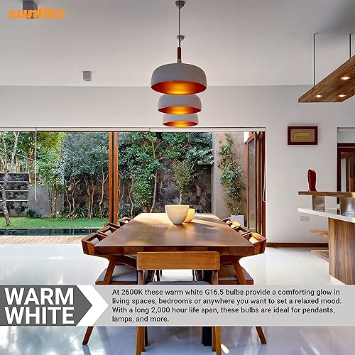 Miniatura 5 de Sunlite Bombilla incandescente G16.5 de globo transparente, 25 vatios, 180 lúmenes, 120 voltios, base de tornillo de candelabro E12, compatible con